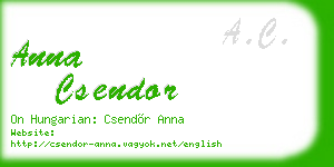 anna csendor business card